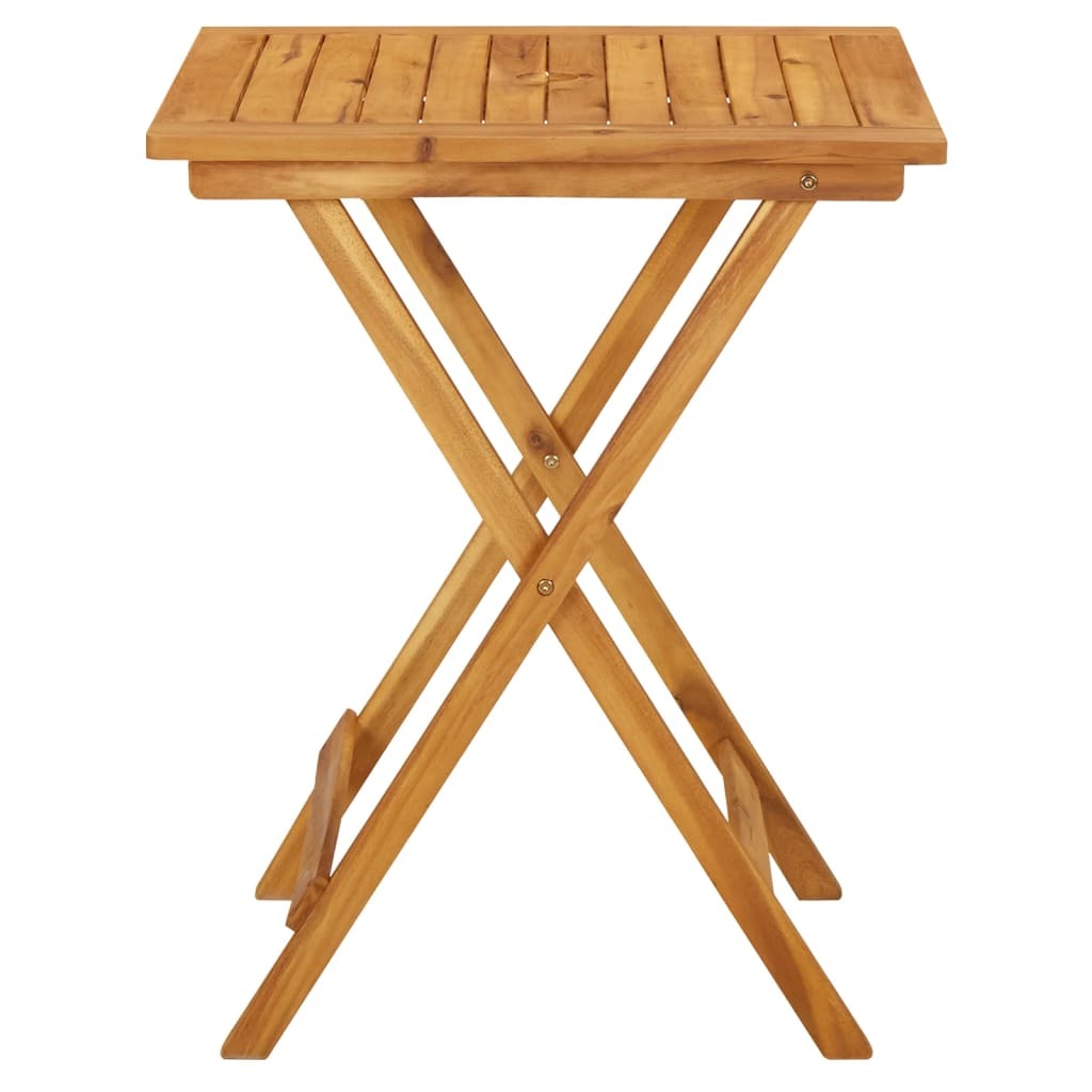 Folding Garden Table Solid Acacia Wood Slatted Top Oil Finish 60x60x75cm