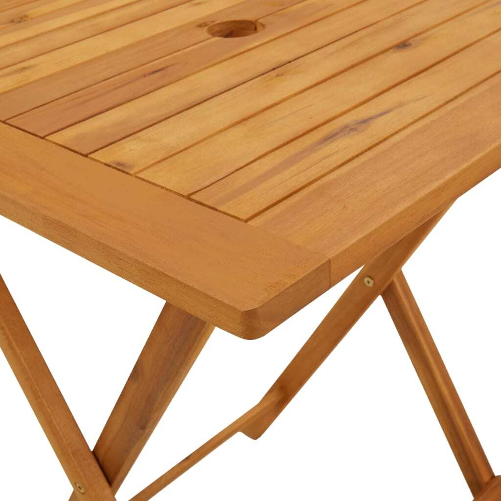 Folding Garden Table Solid Acacia Wood Slatted Top Oil Finish 60x60x75cm