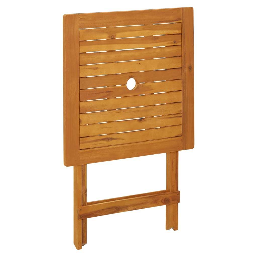 Folding Garden Table Solid Acacia Wood Slatted Top Oil Finish 60x60x75cm
