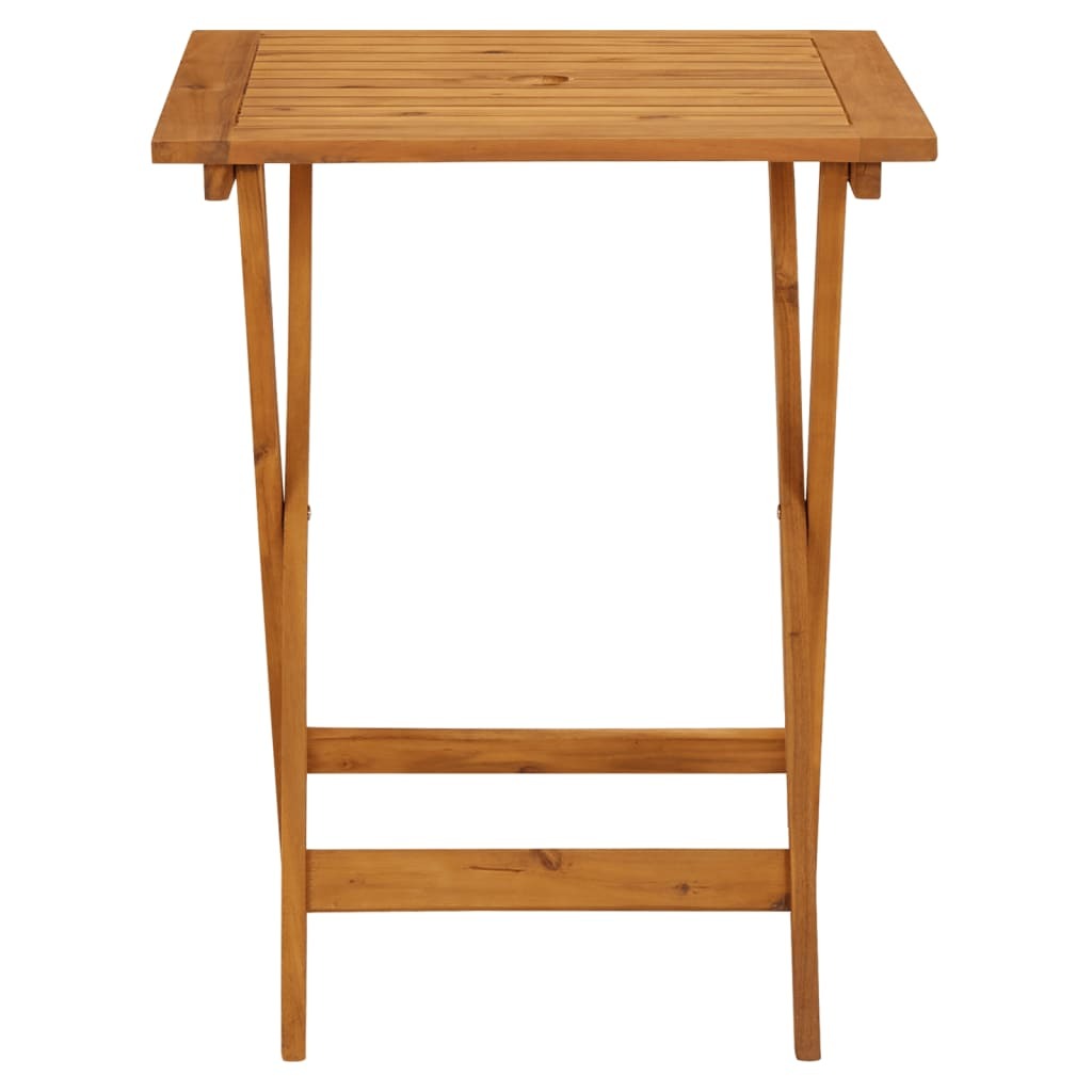 Folding Garden Table Solid Acacia Wood Slatted Top Oil Finish 60x60x75cm