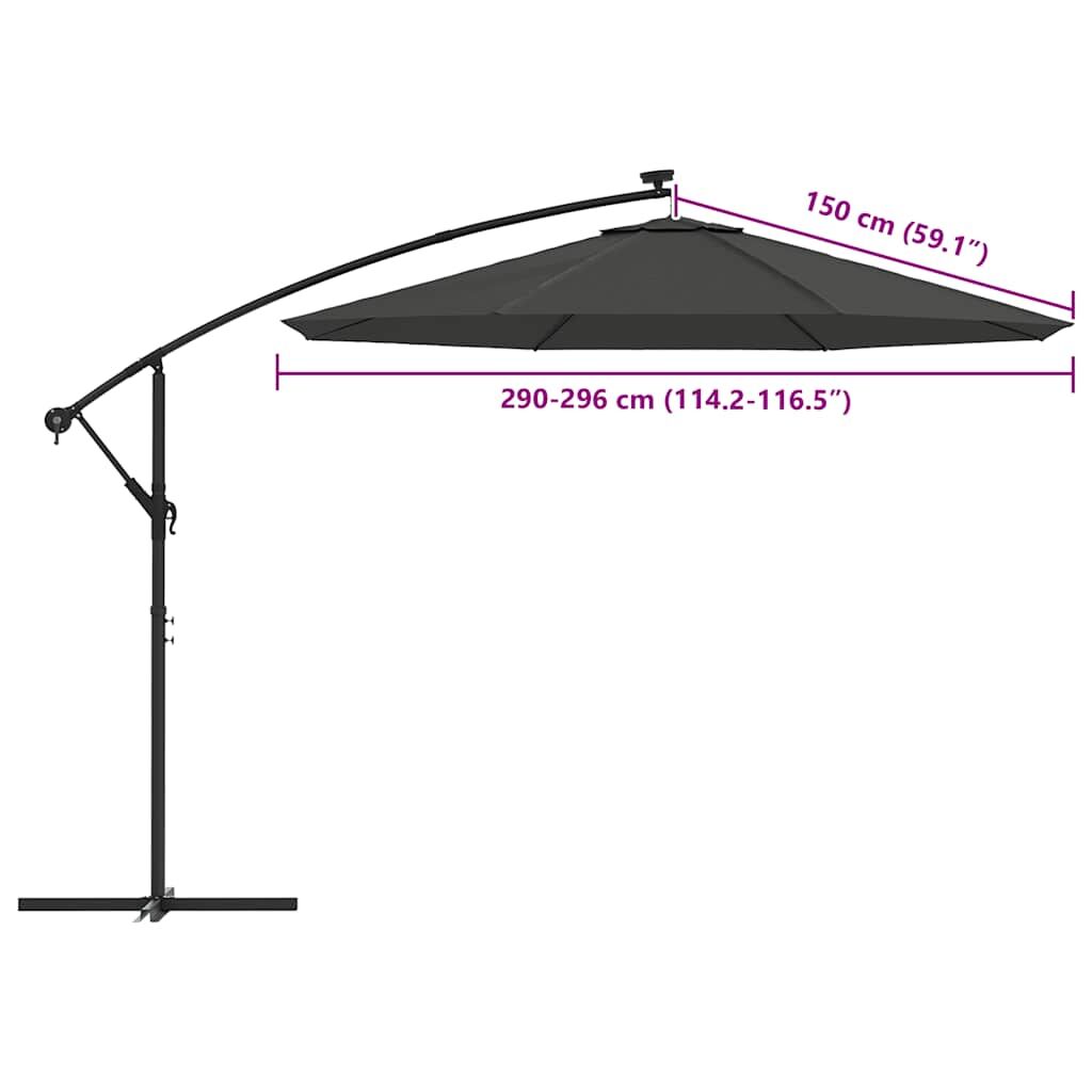 Replacement Cantilever Umbrella Fabric UV Protective Polyester 300cm Anthracite