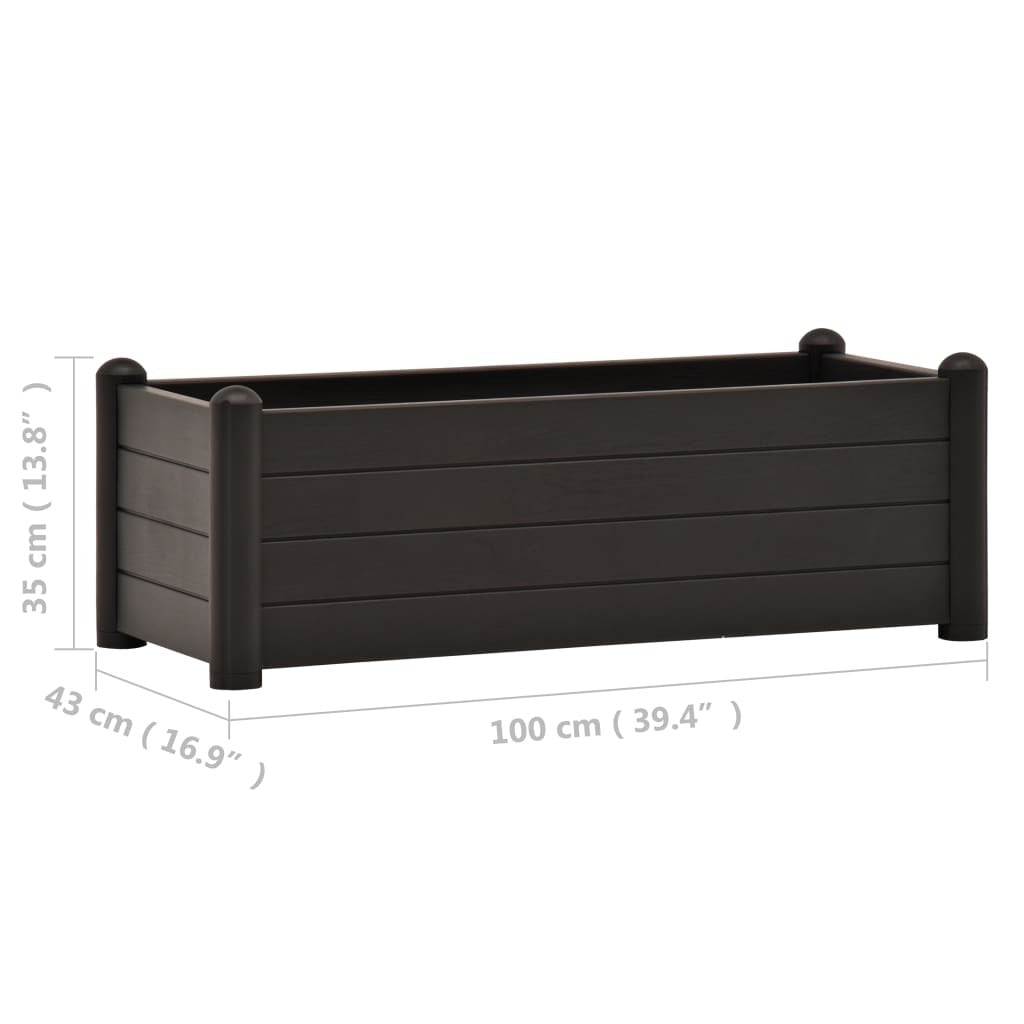 Garden Raised Bed Planter PP Weather Resistant 100x43x35cm Anthracite