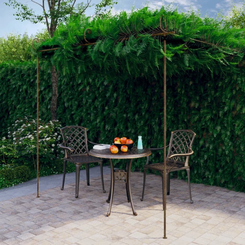 Garden Pergola Iron Wrought Climbing Plants Shade Arbour 3x3x2.5m Antique Brown
