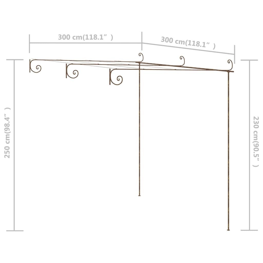 Garden Pergola Iron Wrought Climbing Plants Shade Arbour 3x3x2.5m Antique Brown