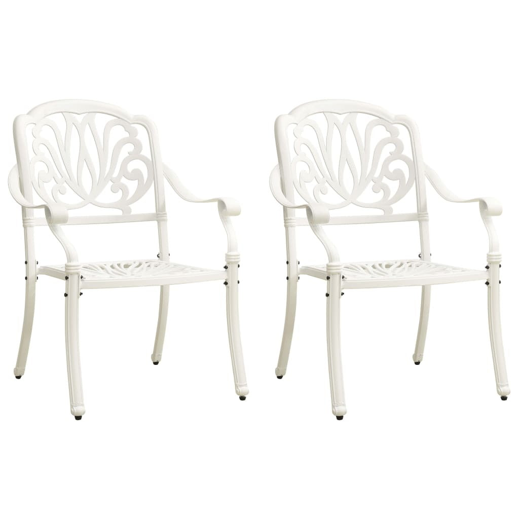 Garden Chairs 2 pcs Cast Aluminium White Rust Resistant Weather Resistant