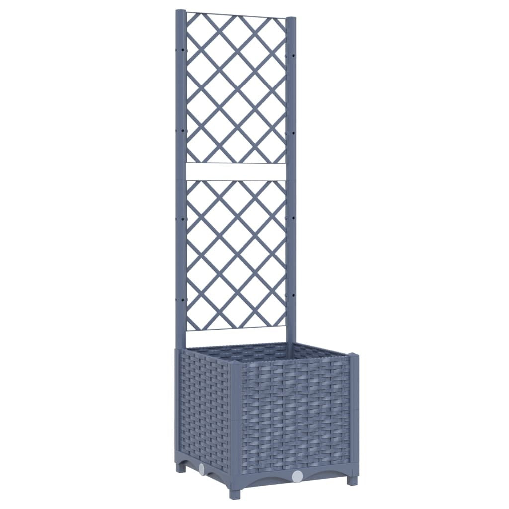 Garden Planter with Trellis PP Weather Resistant Outdoor 40x40x136cm Blue Grey