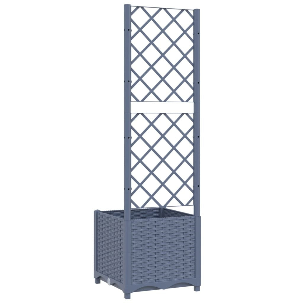 Garden Planter with Trellis PP Weather Resistant Outdoor 40x40x136cm Blue Grey