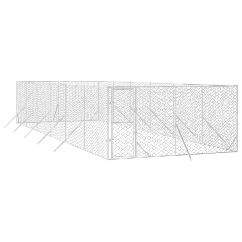 Outdoor Dog Kennel Galvanised Steel Pet Enclosure Run Cage Silver