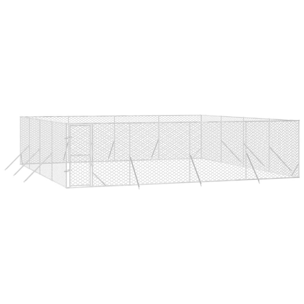 Outdoor Dog Kennel Galvanised Steel Pet Enclosure Run Cage Silver