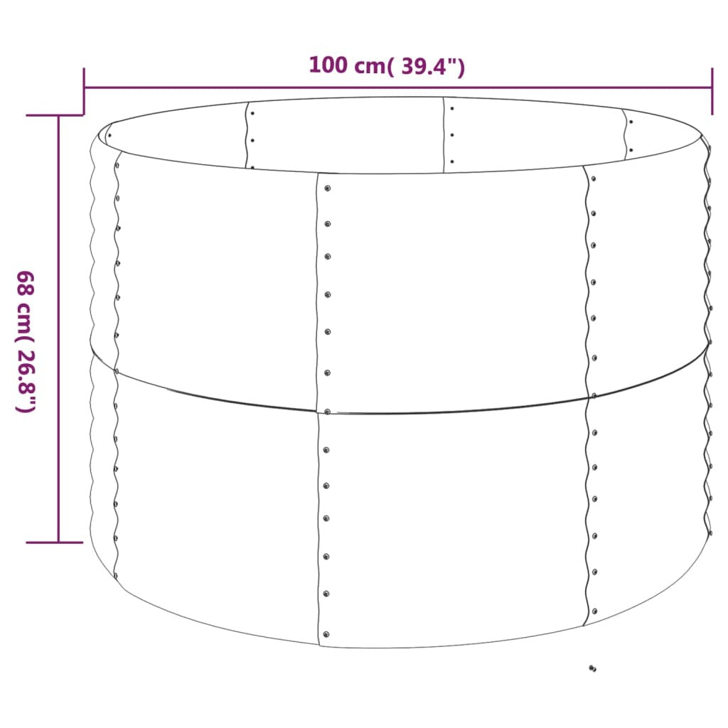 Garden Raised Bed Galvanised Steel 100x100x68 cm Grey