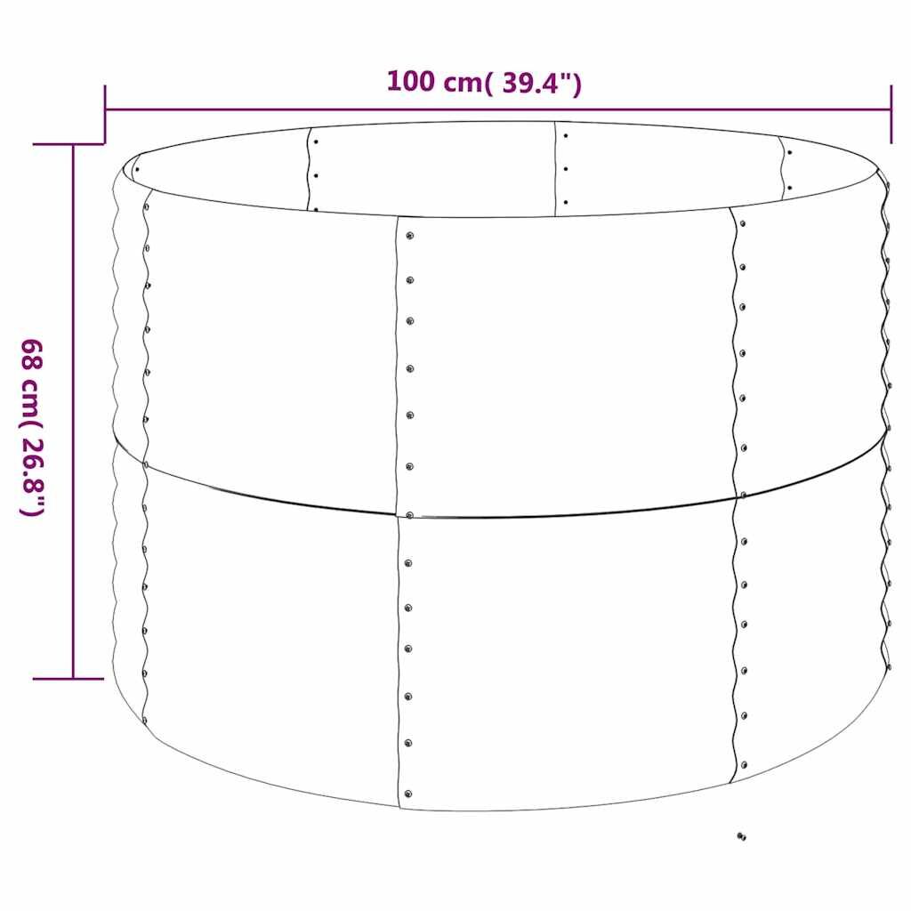 Garden Raised Bed Galvanised Steel 100x100x68 cm Grey