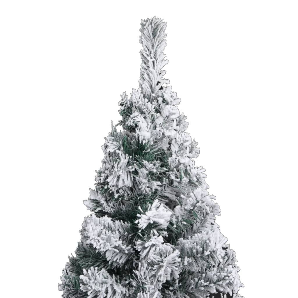 Slim Artificial Christmas Tree with Flocked Snow Green 240 cm PVC