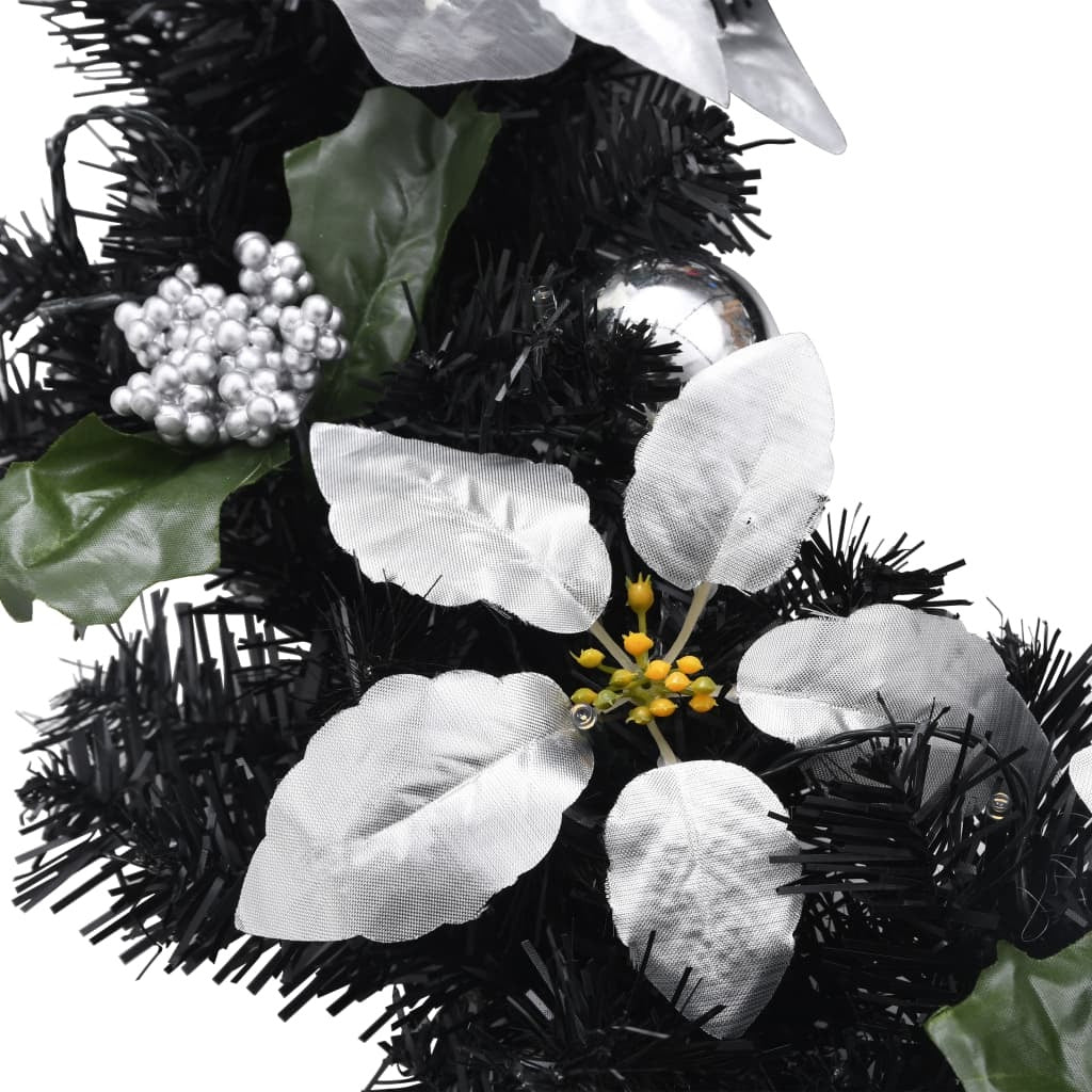 Christmas Wreath with LED Lights Black 60 cm PVC