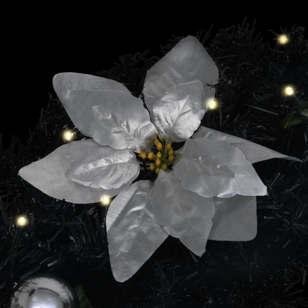 Christmas Wreath with LED Lights Black 60 cm PVC