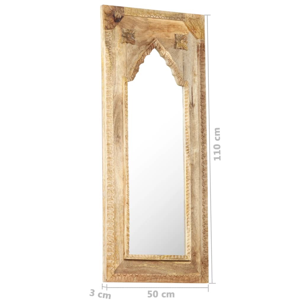 Mirror Solid Mango Wood Hand Carved Wall Decor Bathroom Bedroom 50x3x110cm