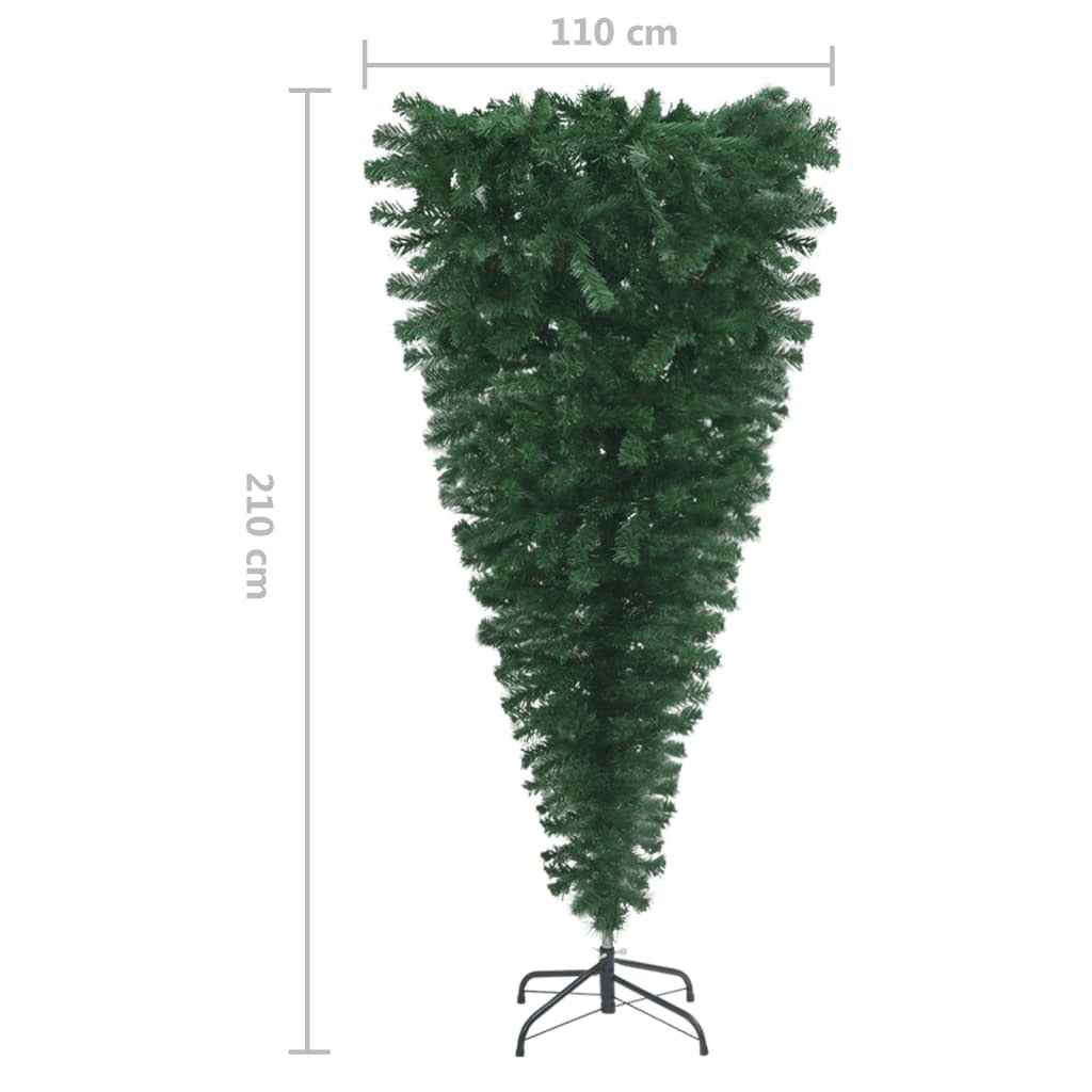 Upside-down Artificial Christmas Tree with Stand Green 210 cm