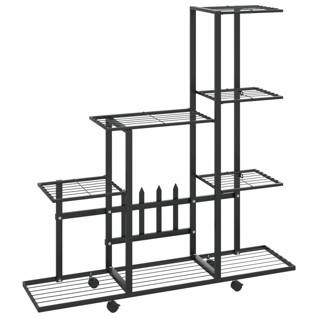 Flower Stand with Wheel 94.5x25x92.5 cm Black Metal