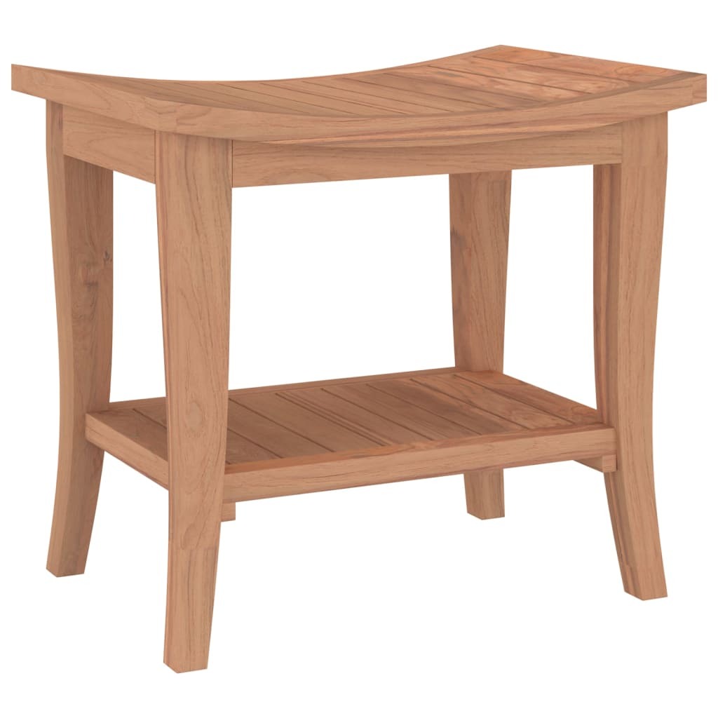 Bathroom Side Table Solid Teak Wood Storage Shelf Rustic Finish 50x35x45cm
