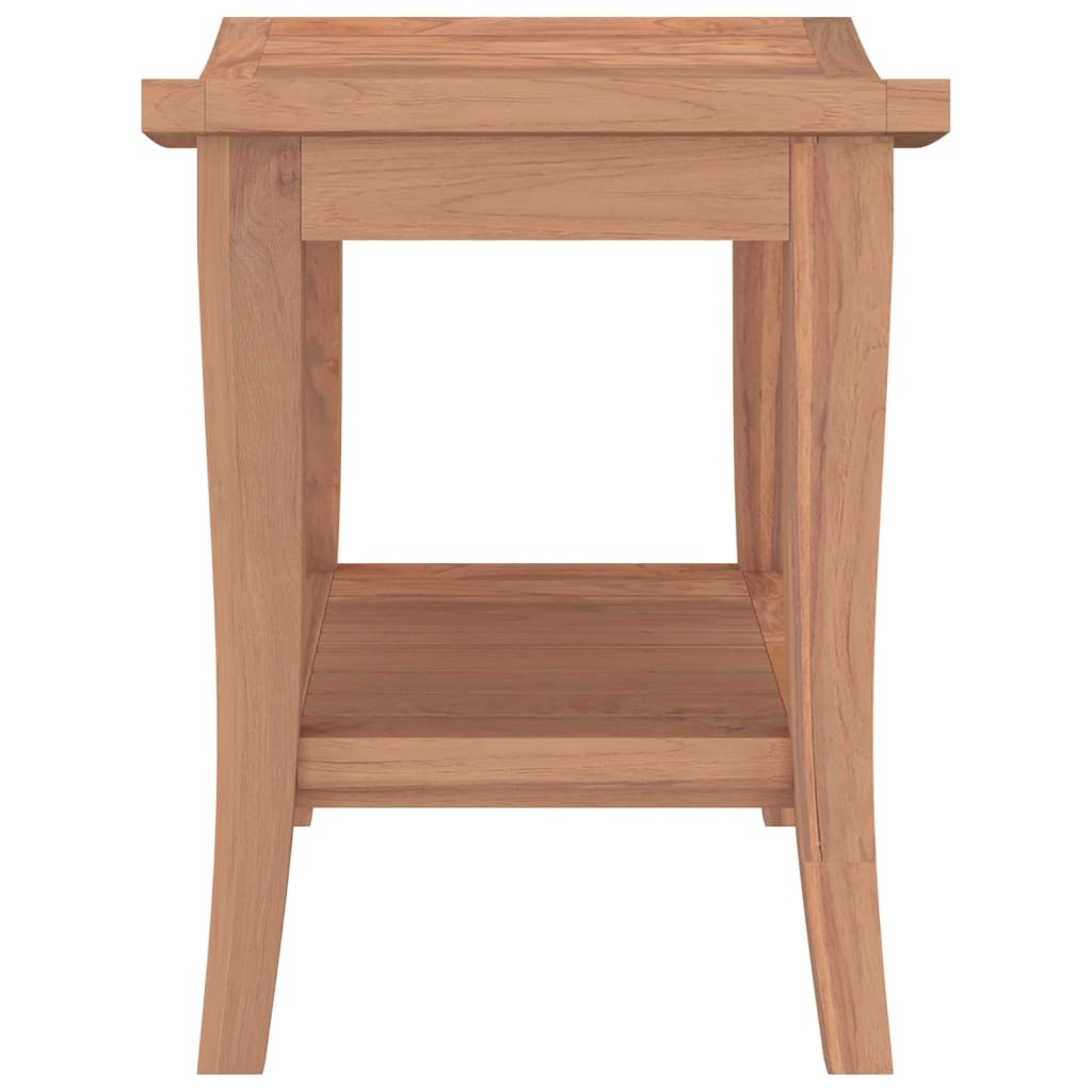 Bathroom Side Table Solid Teak Wood Storage Shelf Rustic Finish 50x35x45cm