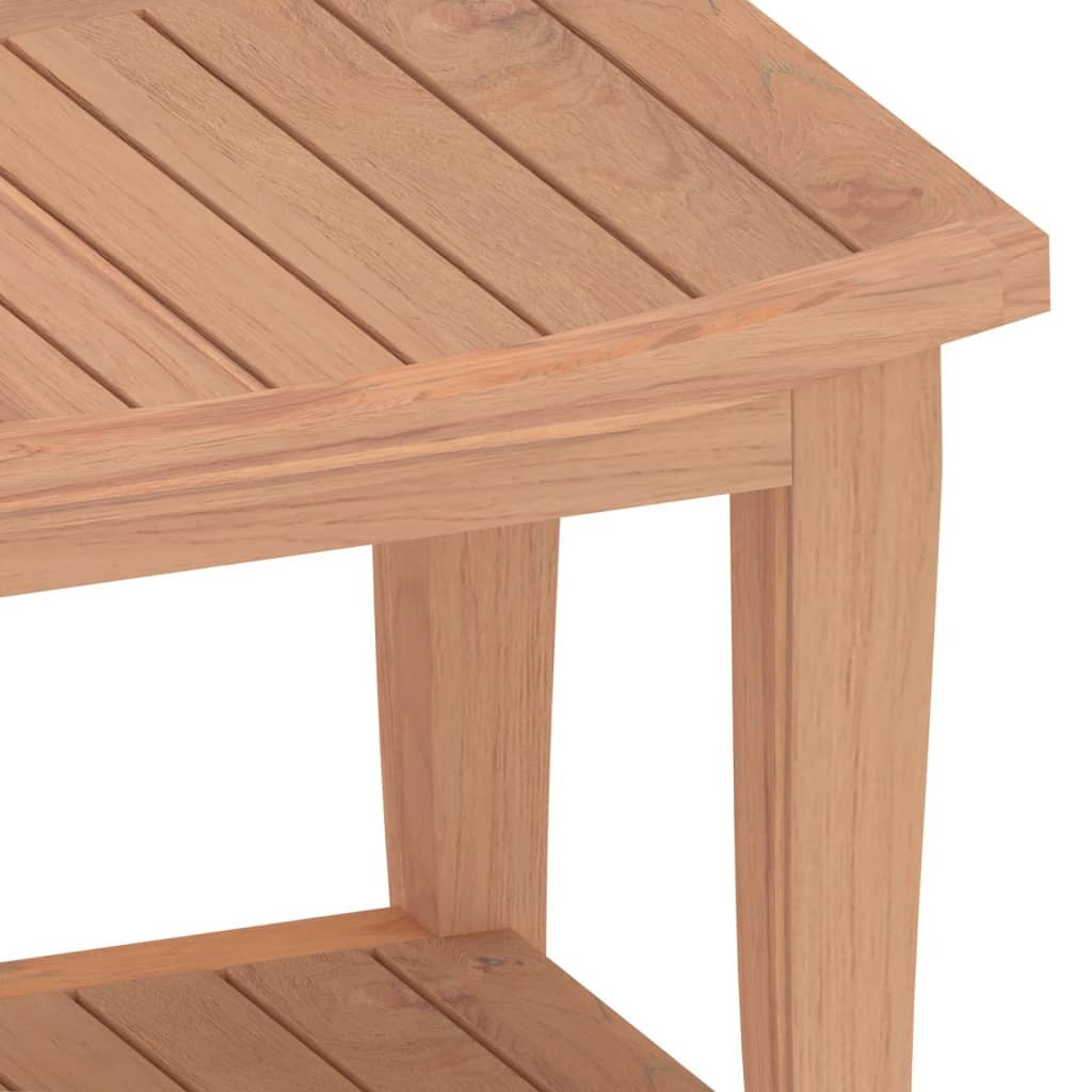 Bathroom Side Table Solid Teak Wood Storage Shelf Rustic Finish 50x35x45cm