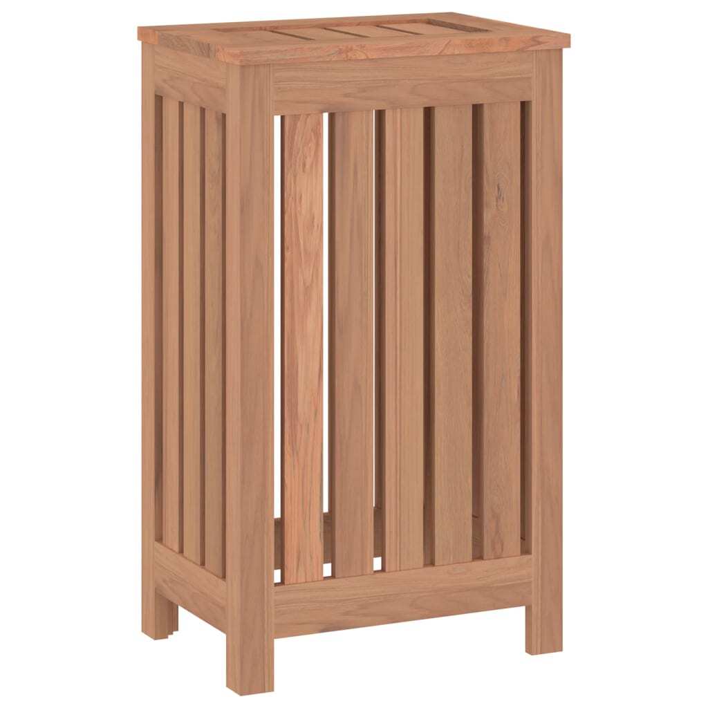 Wash Bin Solid Teak Wood Laundry Basket Slatted Storage Bathroom 35x25x60cm