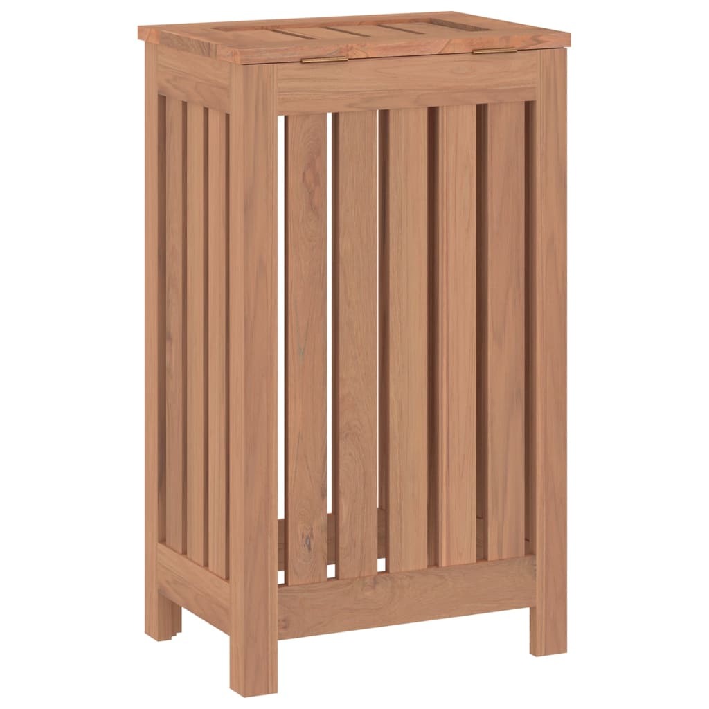 Wash Bin Solid Teak Wood Laundry Basket Slatted Storage Bathroom 35x25x60cm