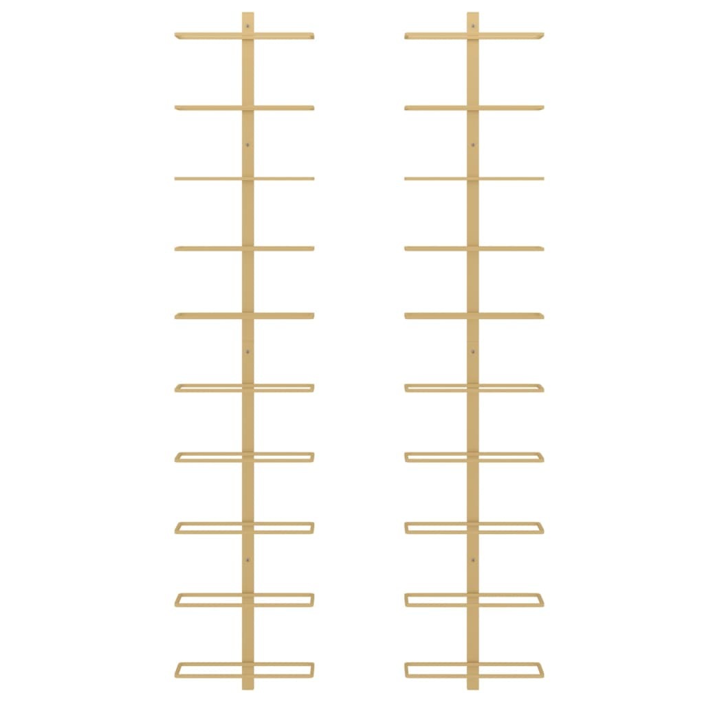 Wall-mounted Wine Rack for 10 Bottles 2 pcs Gold Metal