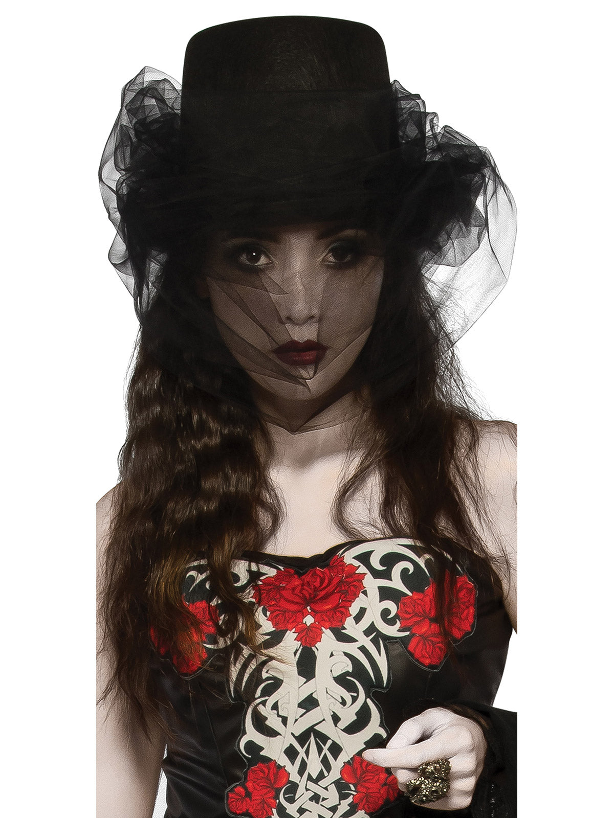 Heart of Darkness Adult Top Hat with Tulle for Halloween Dress Up