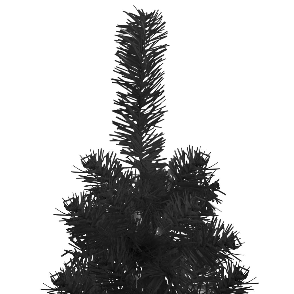 Slim Half Christmas Tree PVC Space Saving Stand Xmas Home Decor 240cm Black