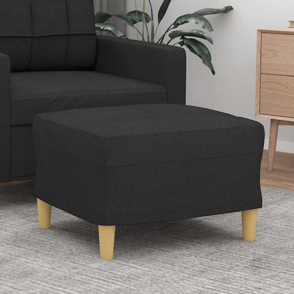 Footstool Fabric Plywood Frame Sturdy Compact Living Room Seat 60x50x41cm Black