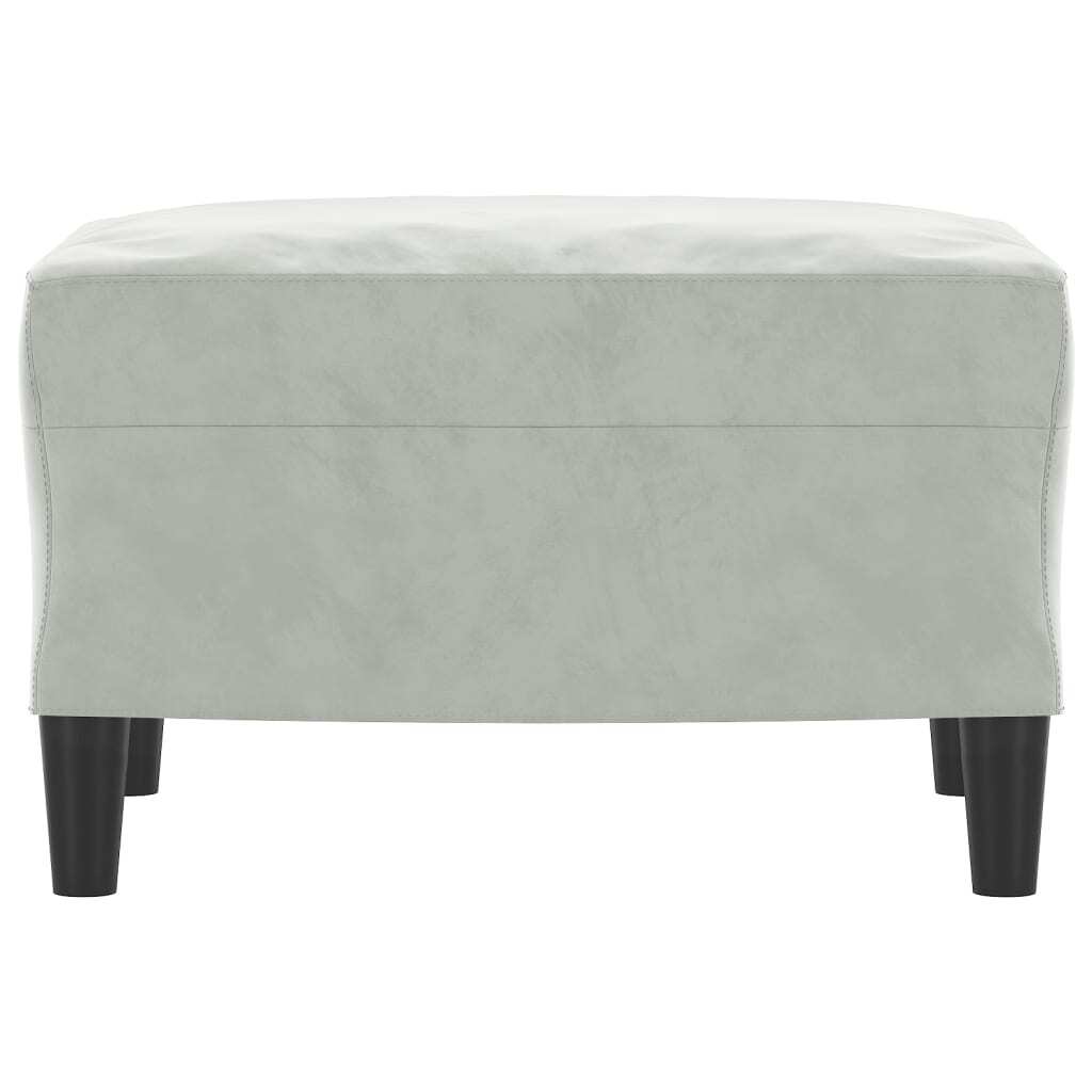Footstool Velvet Plywood Frame Sturdy Compact Living Room 60x50x41cm Light Grey