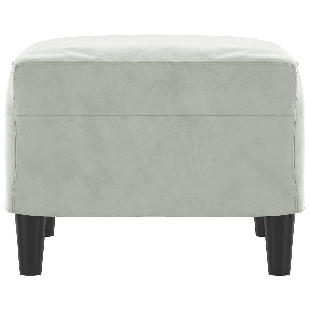 Footstool Velvet Plywood Frame Sturdy Compact Living Room 60x50x41cm Light Grey