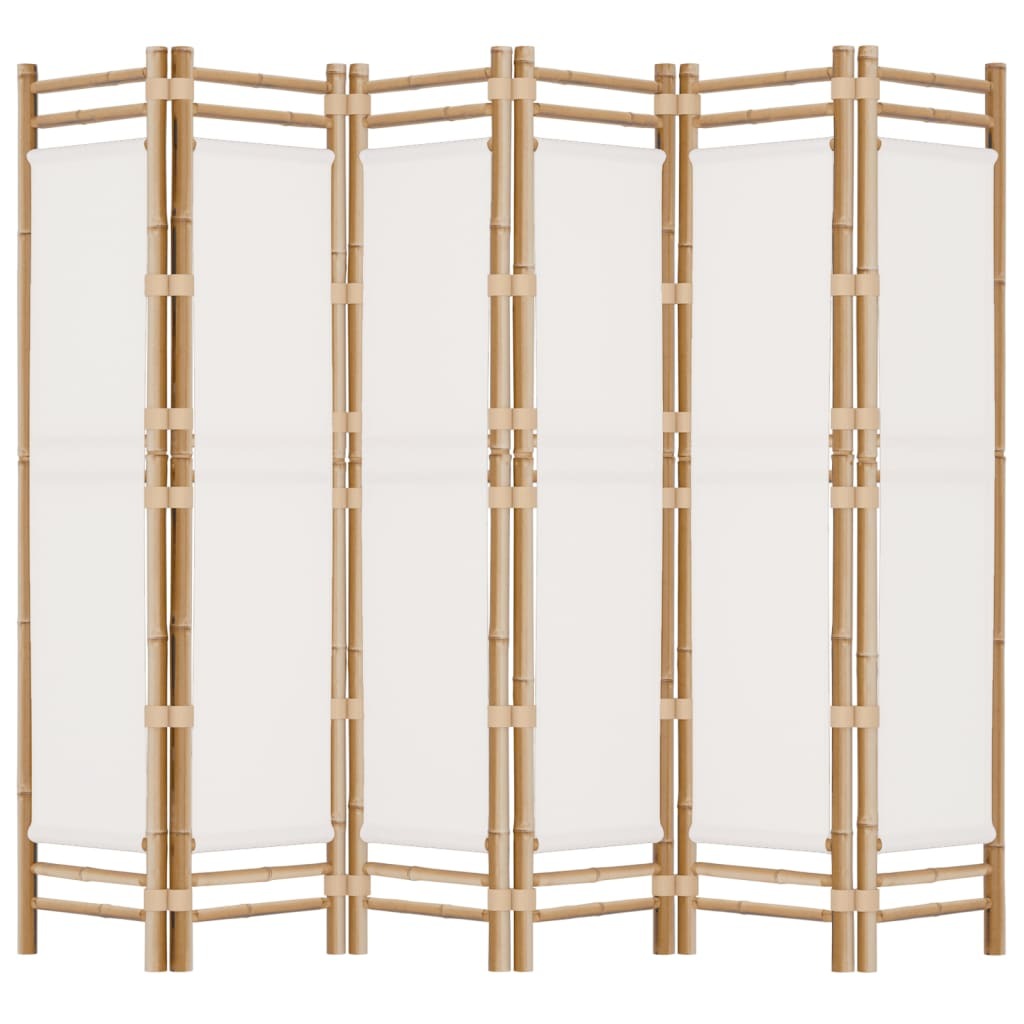 6-Panel Room Divider Bamboo Canvas Foldable Privacy Screen 240cm Home Decor