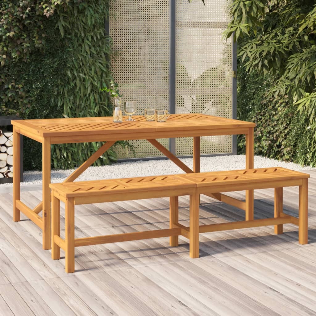 Garden Bench Solid Acacia Wood Fishbone Slats Outdoor Patio Seating 150cm