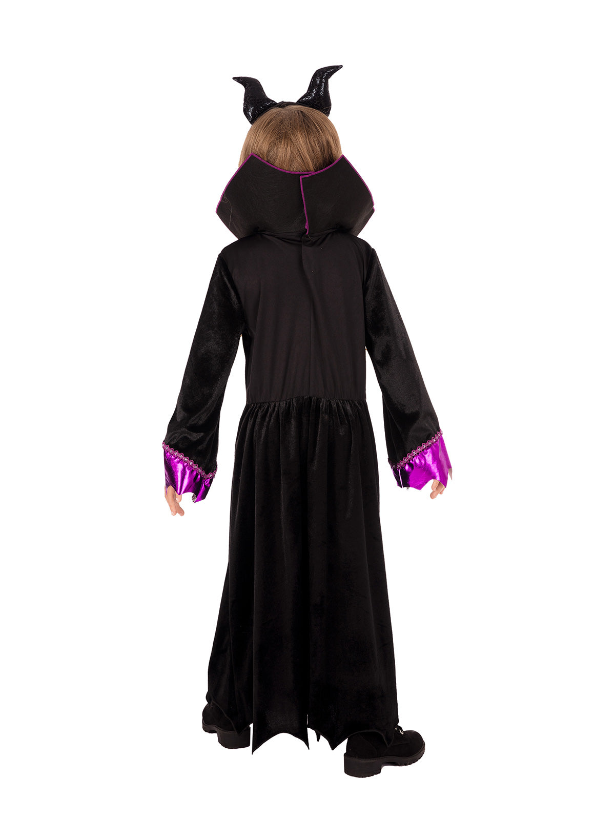 Maleficent Deluxe Costume Girls Disney Dress with Collar and Horn Headband