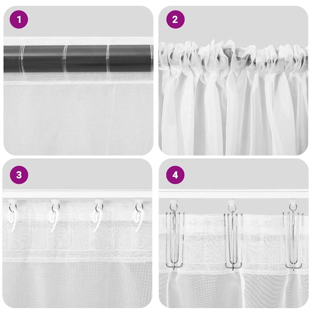 Voile Curtains with Rod Pockets 2 pcs White