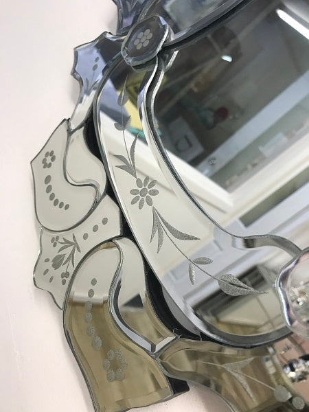 Venetian Scroll Mirror Large Hand Crafted Silver Wall Mounted Home Decoration
