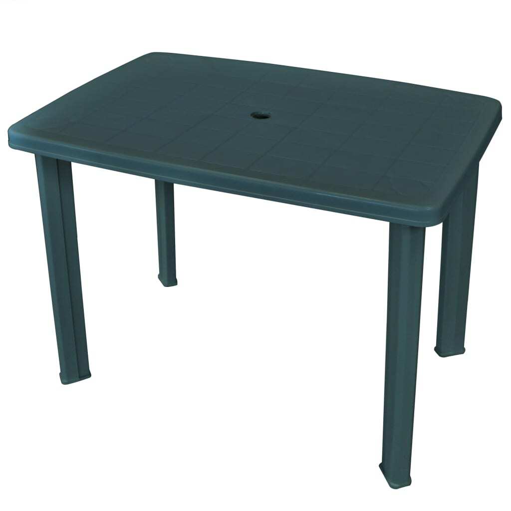 Garden Table Outdoor Dining Table Plastic Green with Umbrella Hole 101x68cm