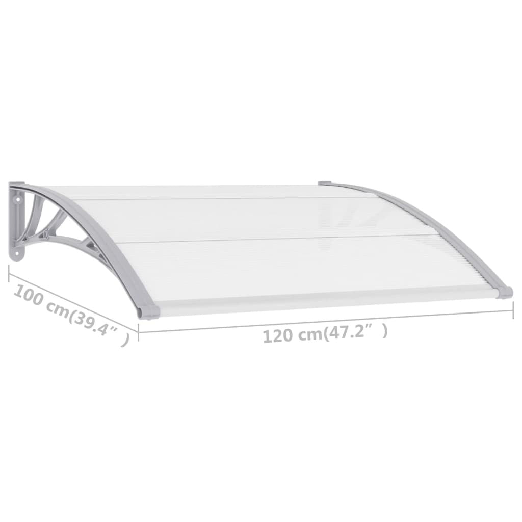 Door Canopy Window Awning Polycarbonate Grey 120x100cm Rain Protection