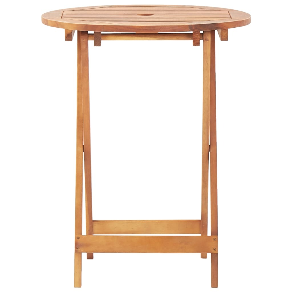 Folding Garden Table Outdoor Round Solid Acacia Wood 60cm Parasol Hole