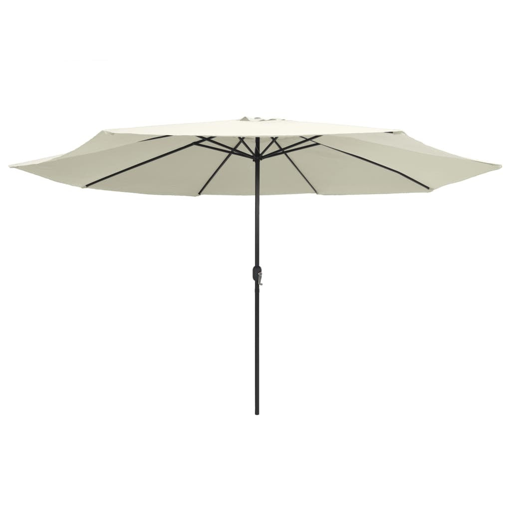Garden Parasol Outdoor Umbrella Metal Pole Crank 8 Ribs Sand White 390cm