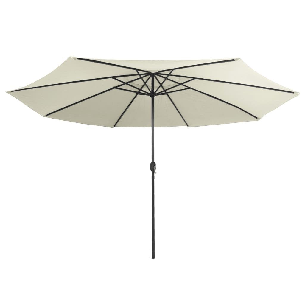 Garden Parasol Outdoor Umbrella Metal Pole Crank 8 Ribs Sand White 390cm