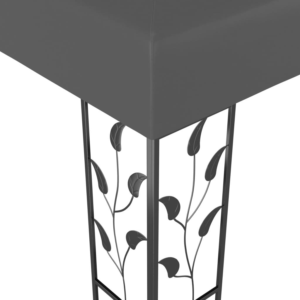 Gazebo with Double Roof Powder-Coated Steel Water-Resistant 3x4m Anthracite