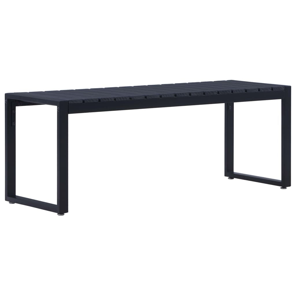 Garden Bench 120.5cm Black PS Board Iron Frame Outdoor Patio Seat Chair