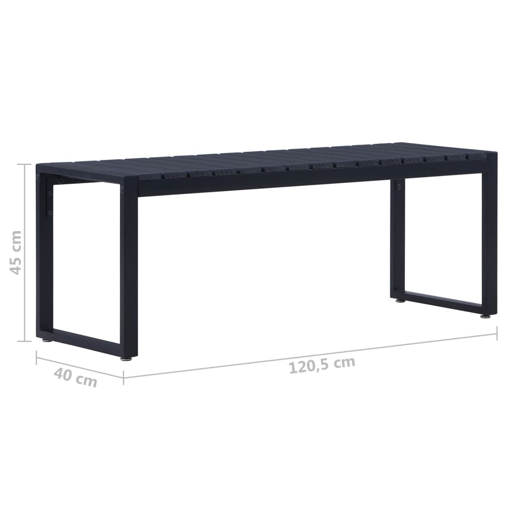 Garden Bench 120.5cm Black PS Board Iron Frame Outdoor Patio Seat Chair