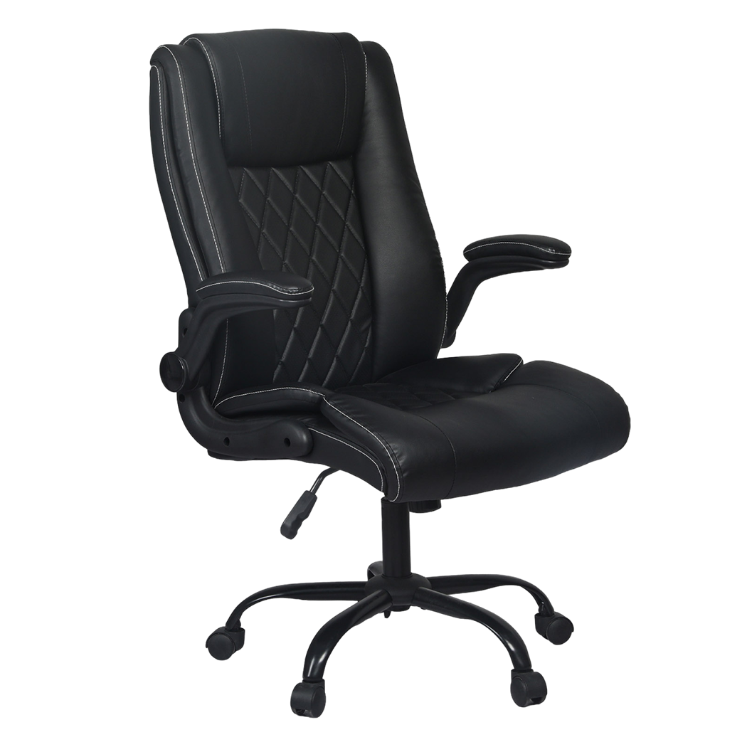 Levede Executive Office Chair Footrest PU Leather Tilt Gaming Work Seat Black-2050056783220838408