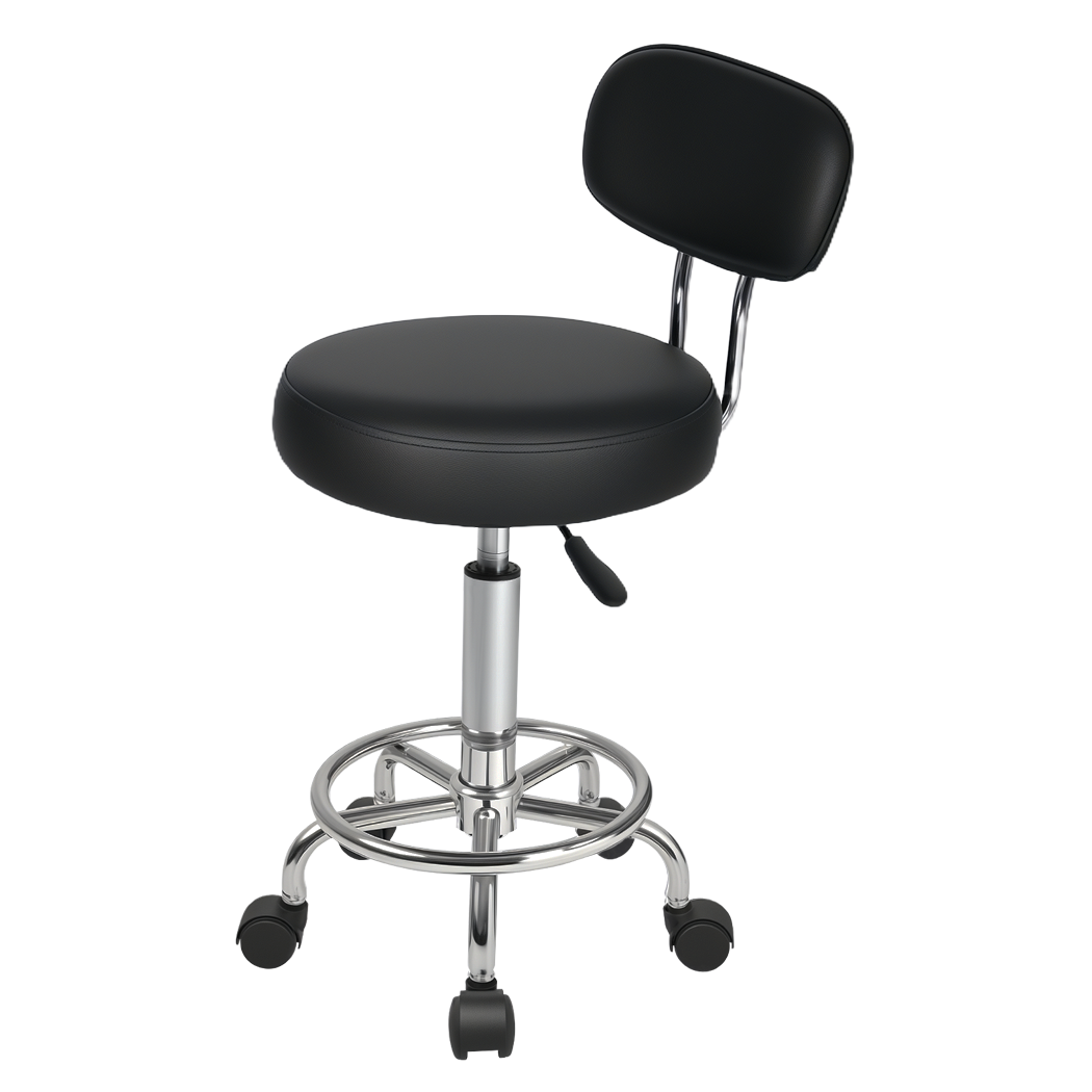 Levede Swivel Office Chair Round Rolling Stools PU Leather Height Adjustable-2065254289445621768