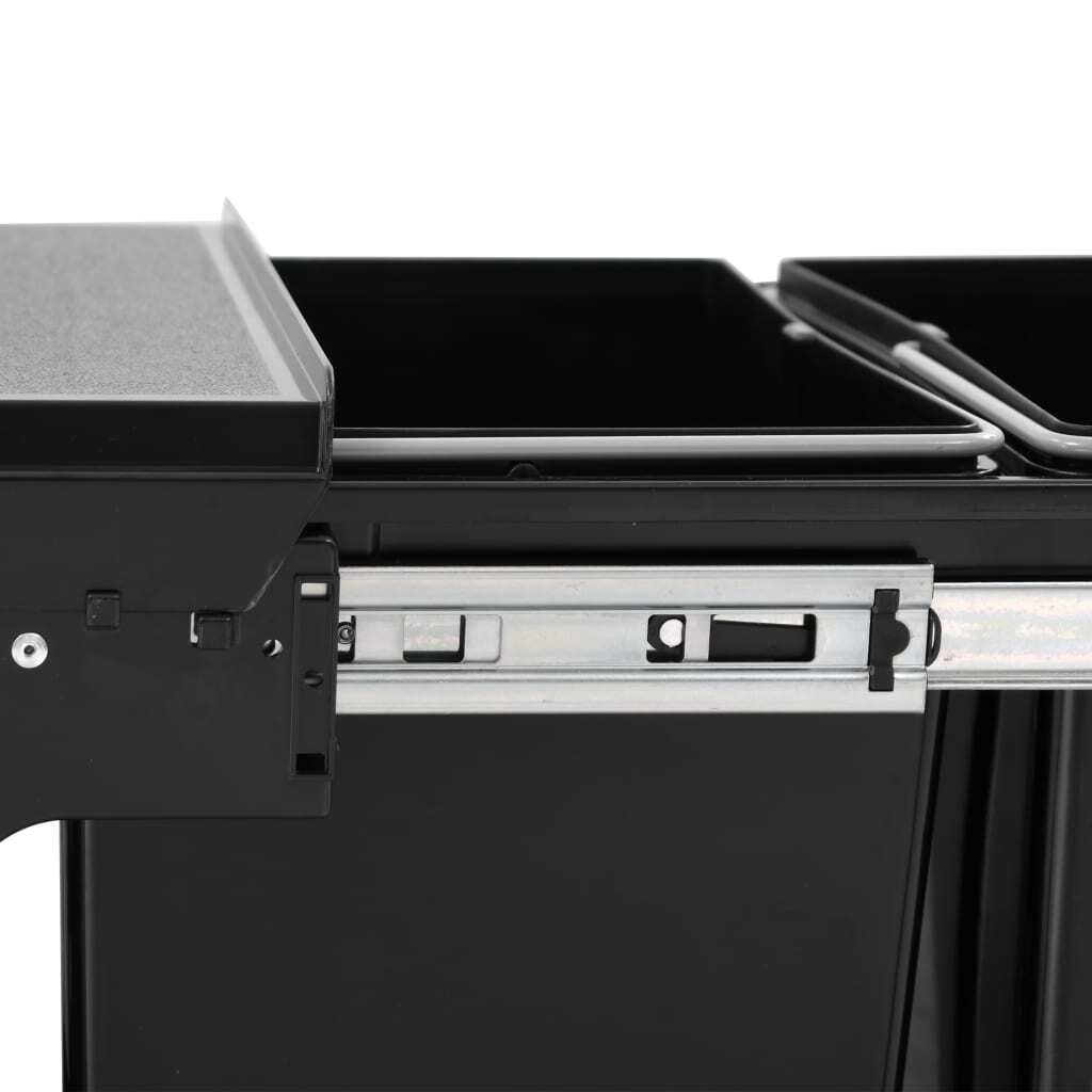 Kitchen Cupboard Pull Out Dustbin Soft Close 48L Triple Bin Recycling Waste