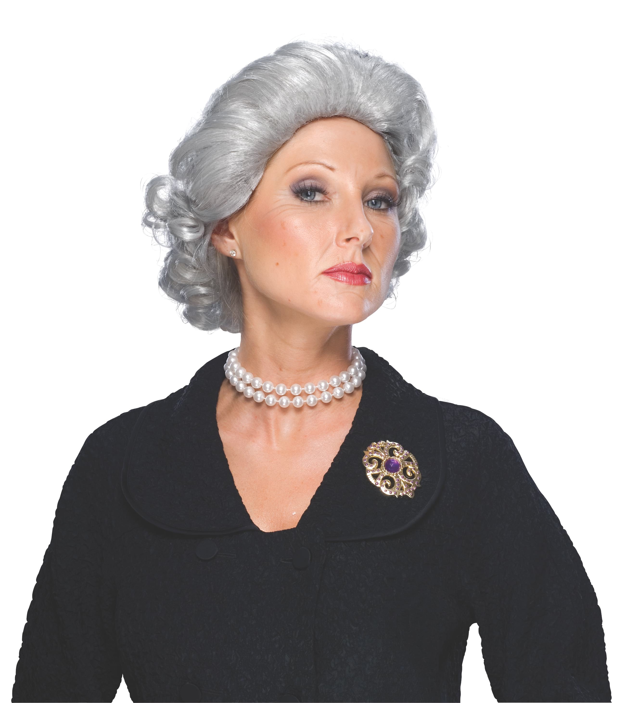 Queen Elizabeth Style Grey Wig for Adults – Short Wavy Design for Costumes - Grey Colour