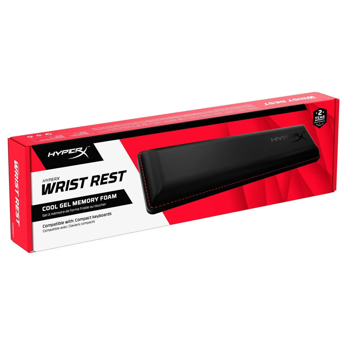 HyperX Wrist Rest Black with Cool Gel Infused Memory Foam Anti Fray Stitching and Anti Slip Natural Rubber Base for Full Sized Keyboards